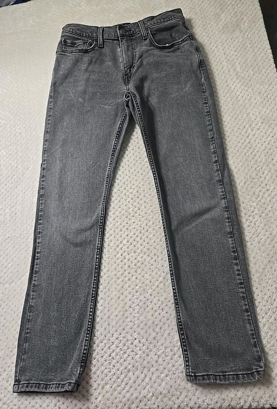 Levi's 502 Jeans Mens 29x30 Gray Black Wash Regular Taper Stretch Denim #0362